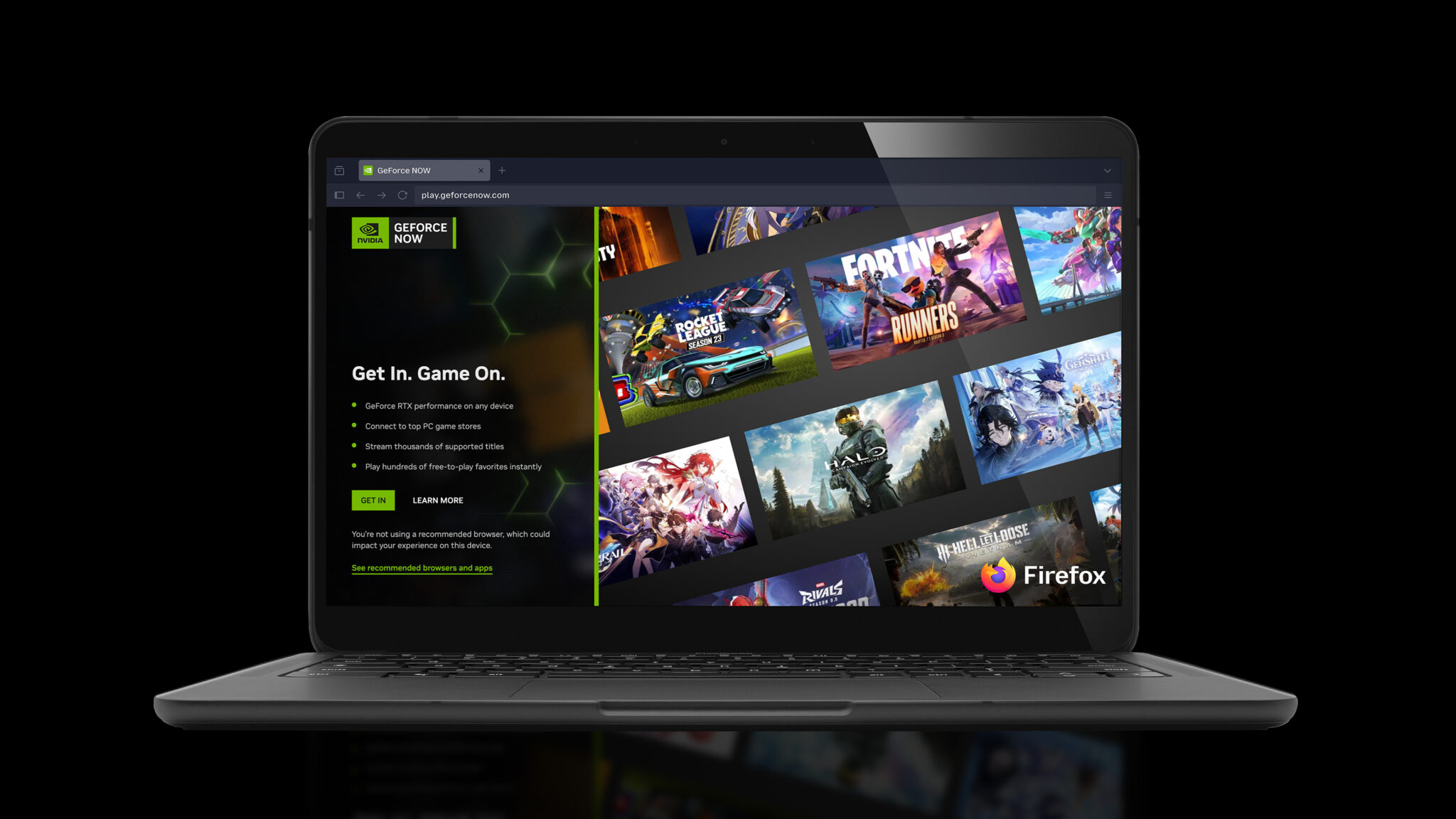 play.geforcenow.com Firefox ბრაუზერში (NVIDIA)