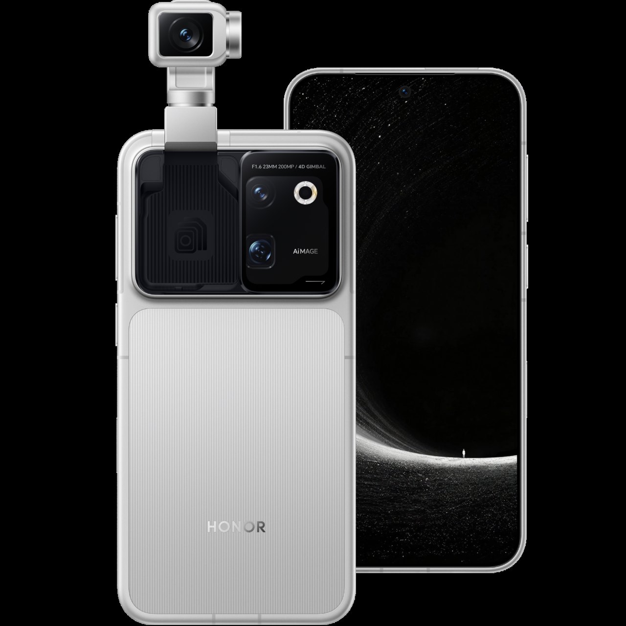 Honor Robot Phone გაშლილი ტიტანის gimbal-ით. ფოტო: Honor
