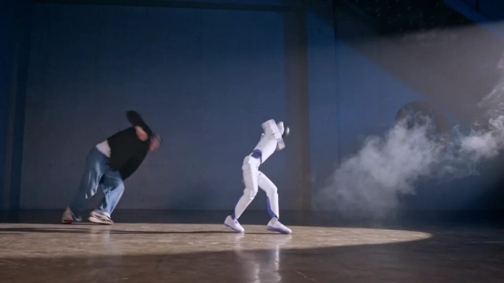Galbot ET1 dancing with a human in studio