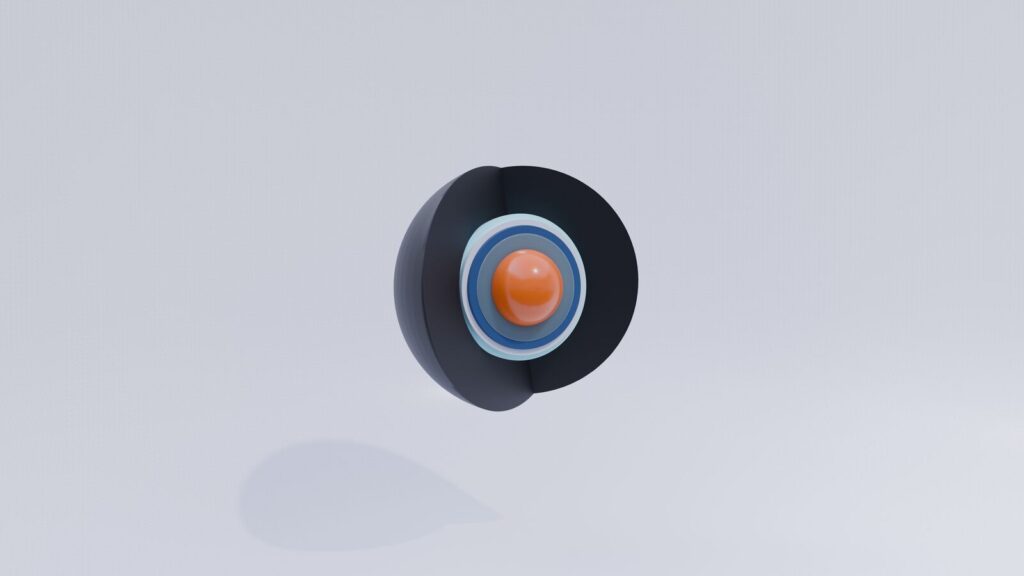 Cutaway of a TRISO-X fuel particle: uranium wrapped in ceramic layers (Amazon / X-energy)