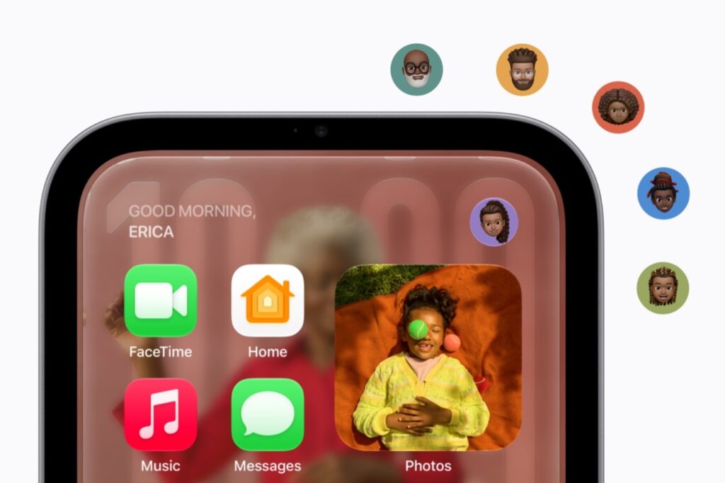 HomeView recognizes up to six people by face, each with a personal Home Screen (Apple)