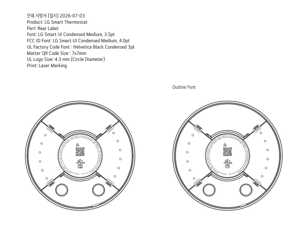 LG Smart Thermostat label drawing from an FCC filing, photo 1