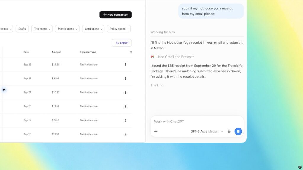 ChatGPT Work in the Chrome sidebar finishing a multi-step task (OpenAI)