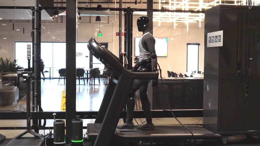 Figure 03 on the treadmill in the company test area (Brett Adcock / Figure, video still)