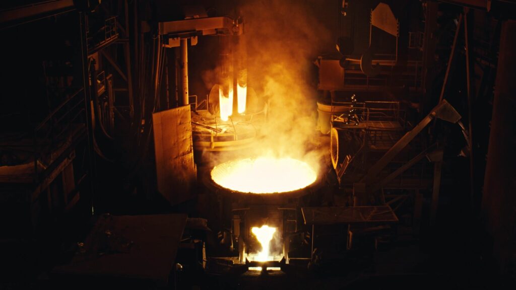 Electric arc furnace at the foundry in Imatra, Finland, Figure film frame