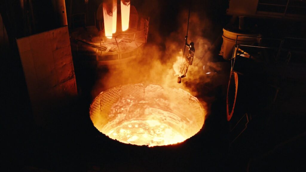 Molten steel in the furnace, Figure film frame