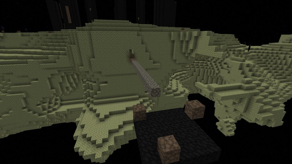The agents building their way across the End (in-game render, Faldor et al.)