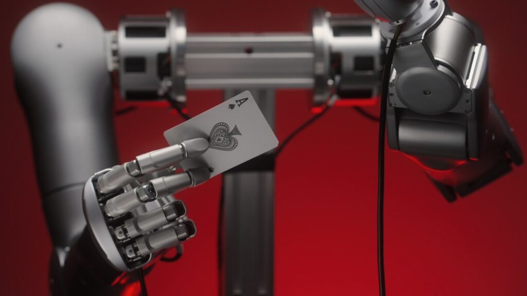 LinkerHand O30 robotic hand holding a playing card, photo 1