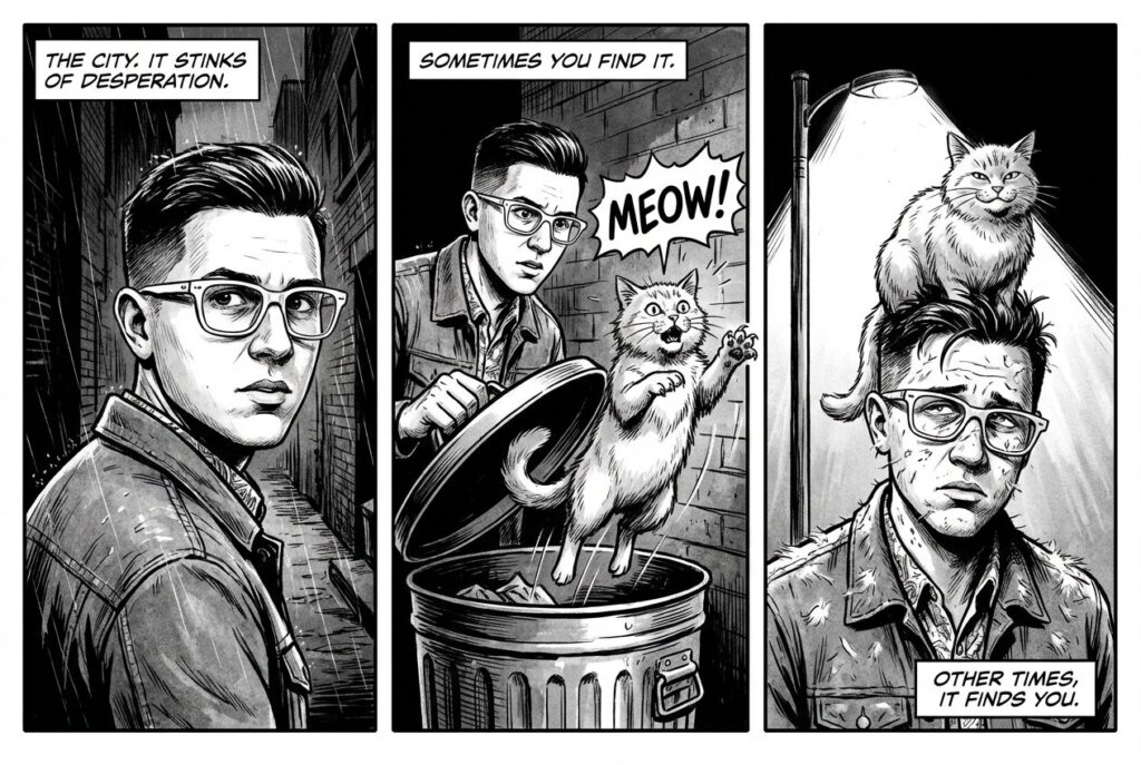 Comic panel with text rendering