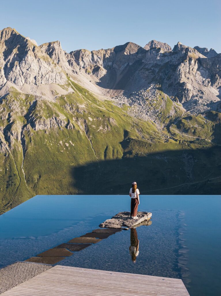 Snøhetta Lech Mountain Mirror reflective pool viewpoint in the Austrian Alps, photo 1