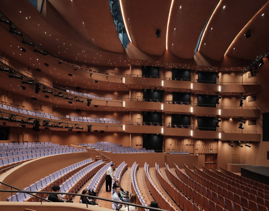 The 1,200 seat Soar Theatre in light wood (Snøhetta via Dezeen)