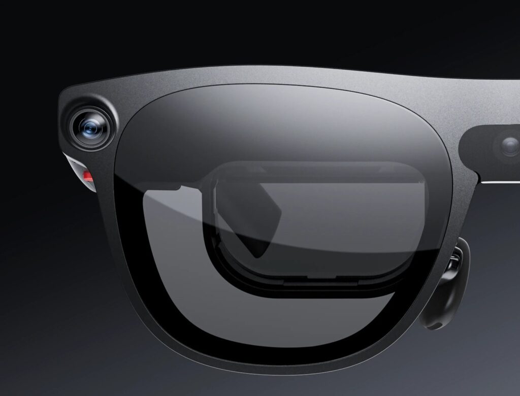 Xreal Aura glasses worn, eyes visible through the lenses